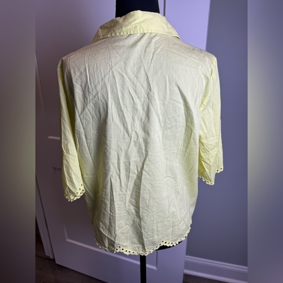 BEACHLUNCHLOUNGE Eyelet Border Button-up Shirt Yellow - Picture 4 of 8